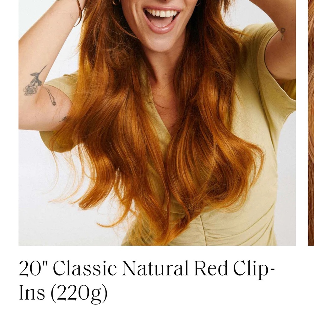 Never worn, brand new Natural Red Clip in hair extensions!!